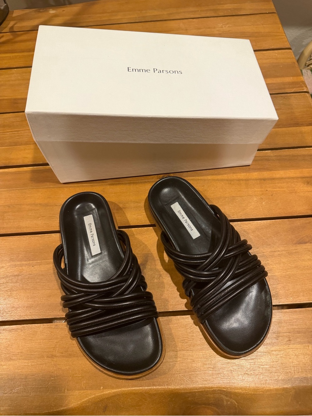 Emme Parsons Black Multi-Strap Slide Sandals